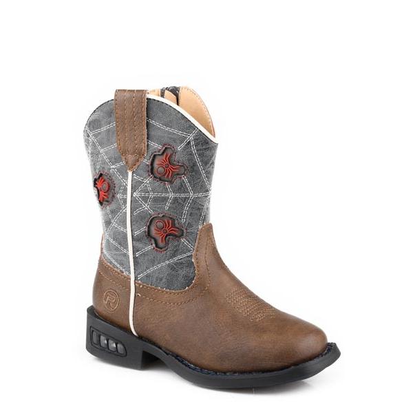 Roper Toddler Boy's Vamp with Navy Shaft Western Boots- Tan