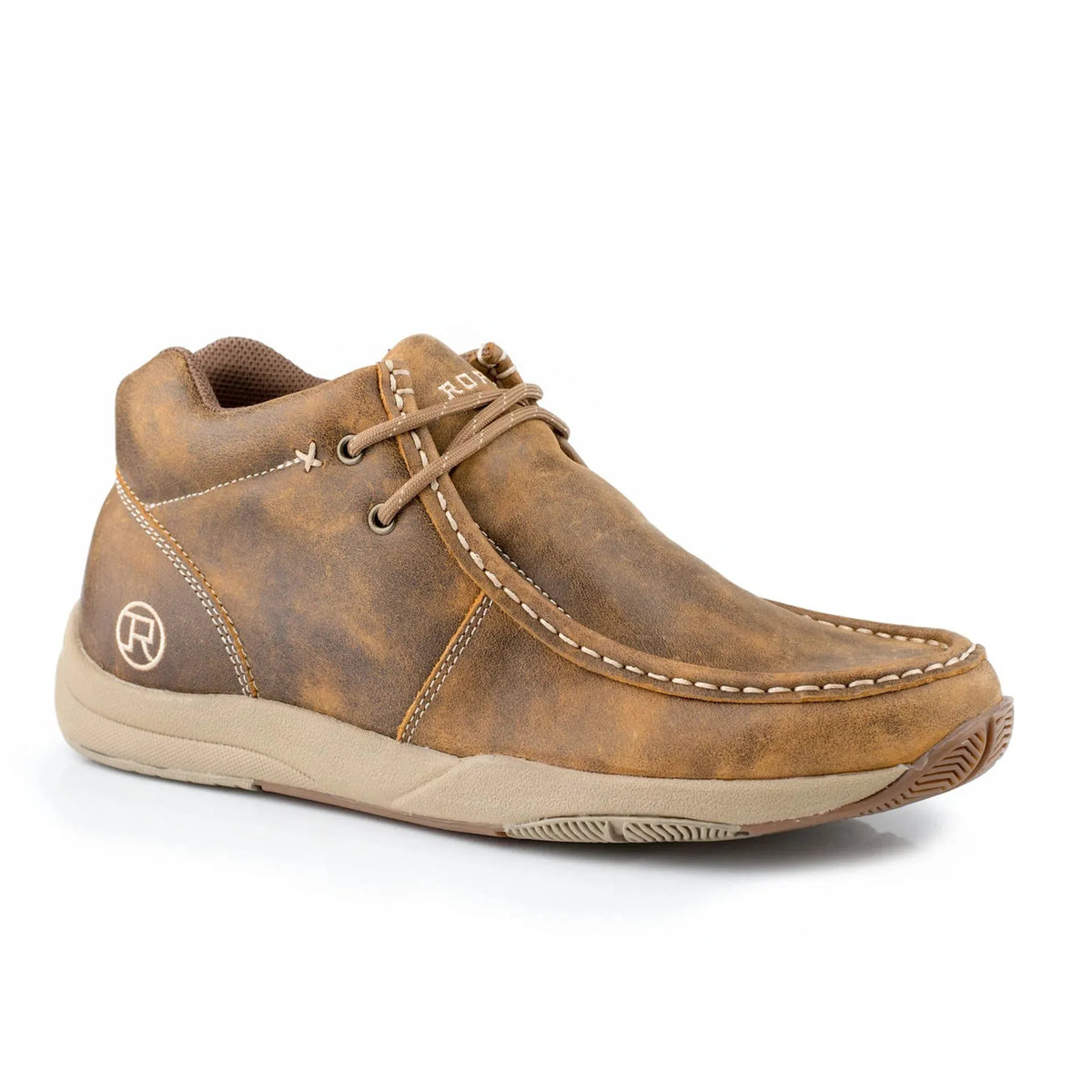 Roper Women's Lace Up Casual Leather Swifter Sole Shoe- Distressed Tan
