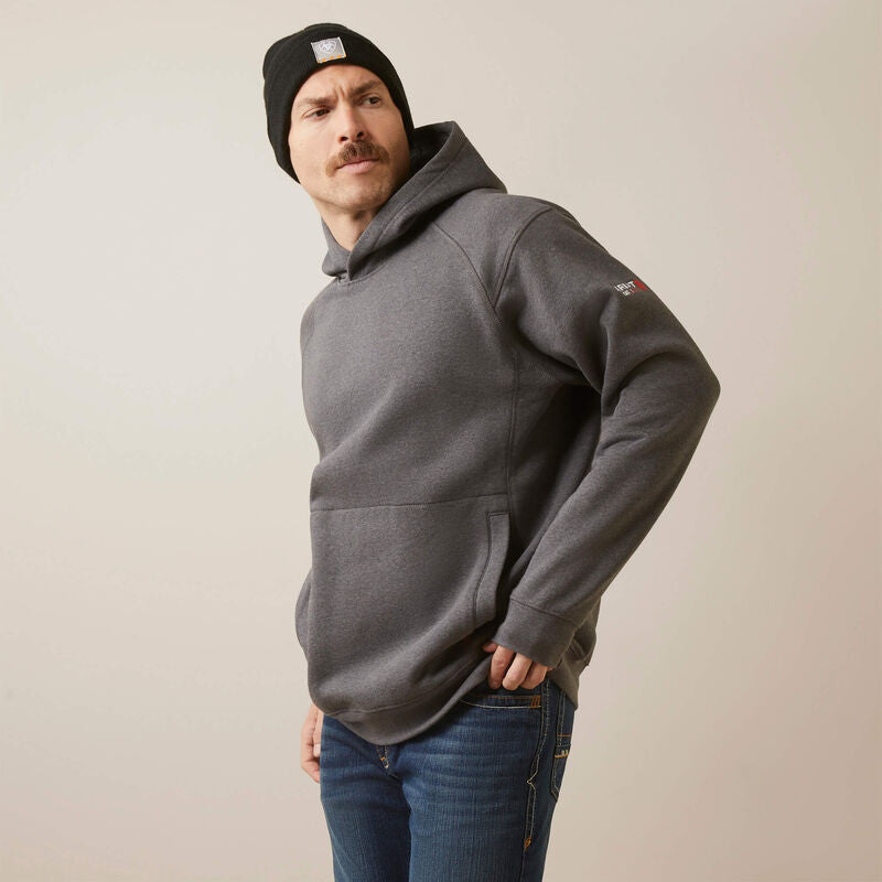 Ariat Men's FR Rev Long Sleeve Pullover Hoodie- Charcoal