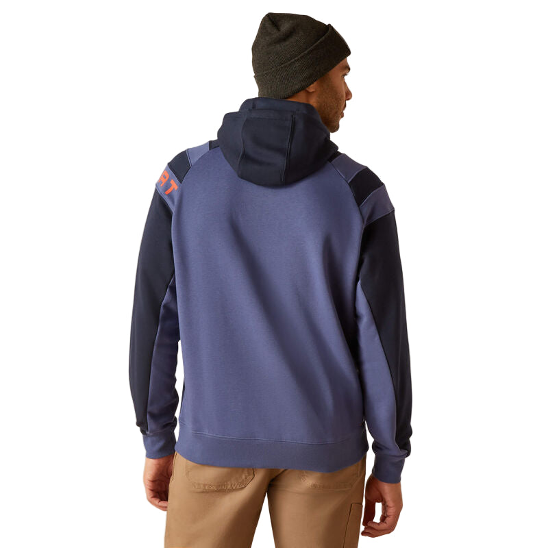 Ariat Men's Rebar Workman Color Block Logo Hoodie - Navy/Blue Indigo