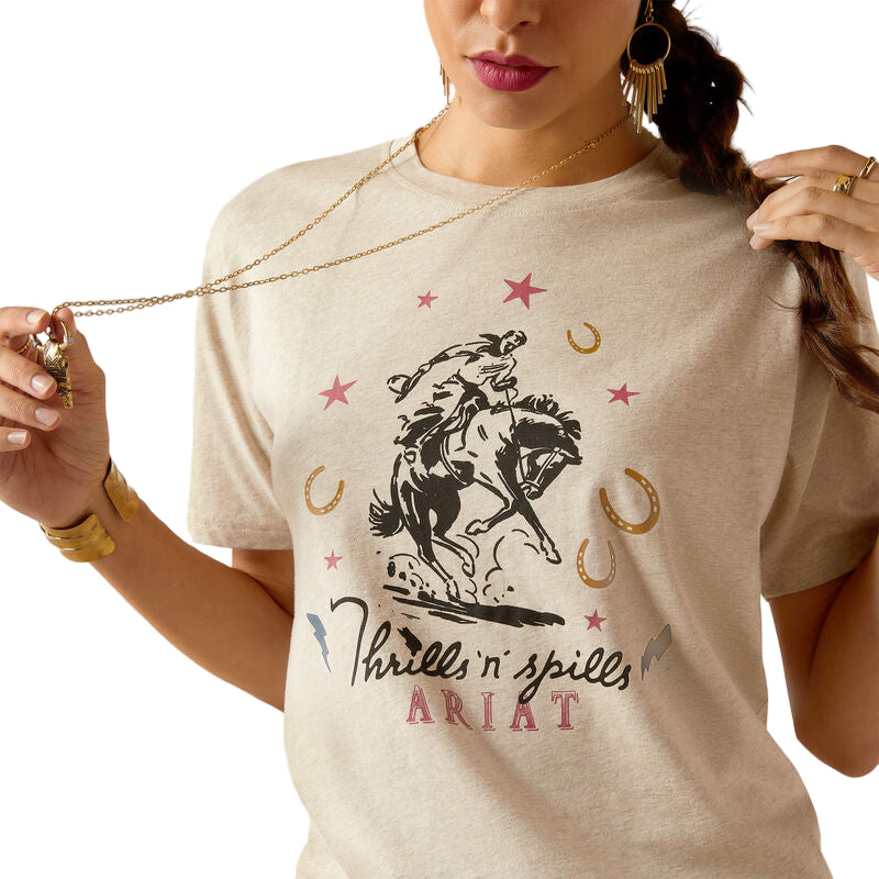 Ariat Women's Thrills N Spills Short Sleeve T-Shirt - Oatmeal Heather
