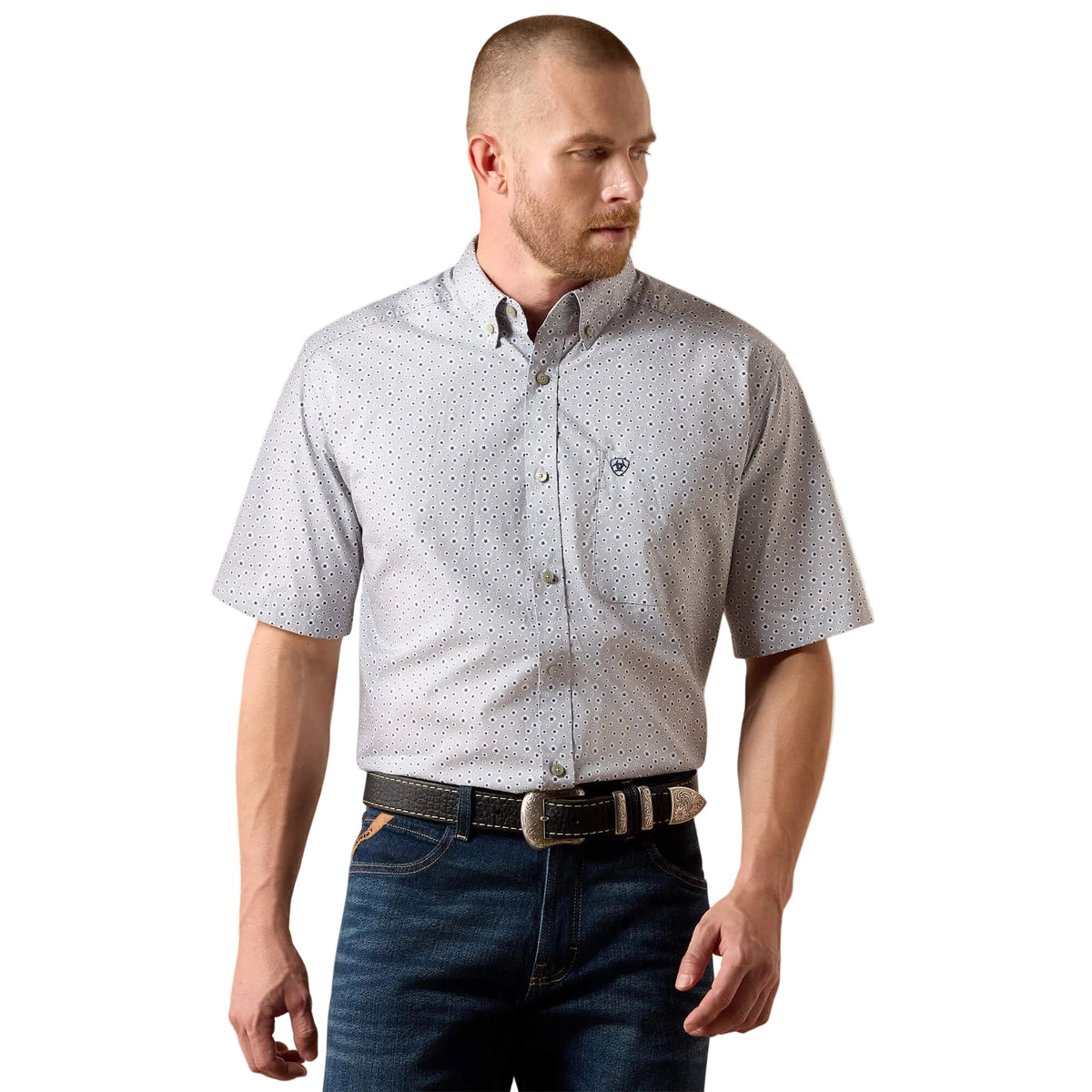 Ariat Men's Bosco Short Sleeve Geo Print Shirt - Slate Grey