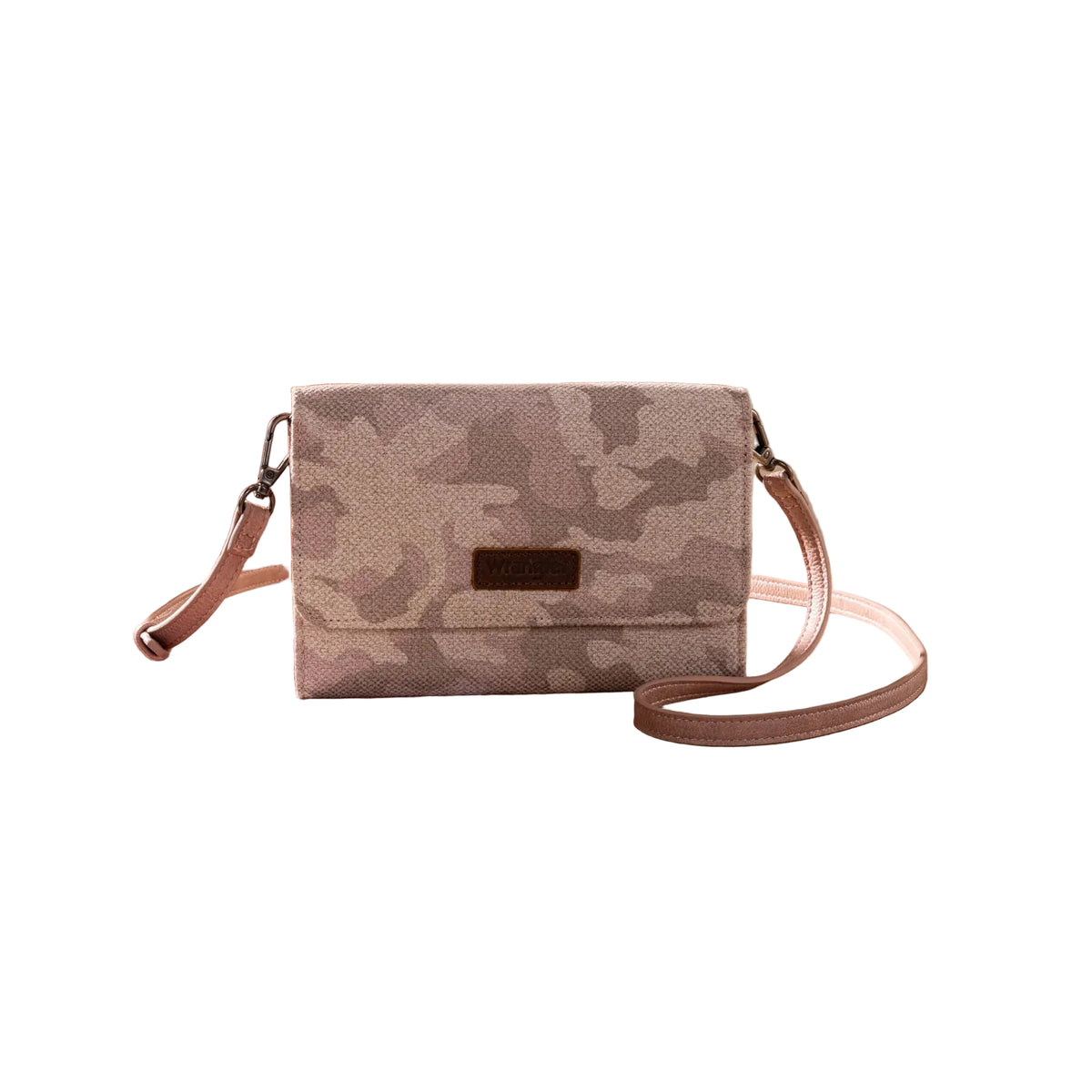Wrangler Camo Print Canvas Clutch Crossbody Bag - Pink