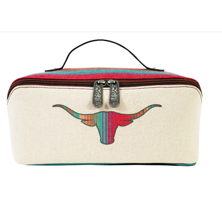 Justin Women's Cosmetic Case with Striped Longhorn