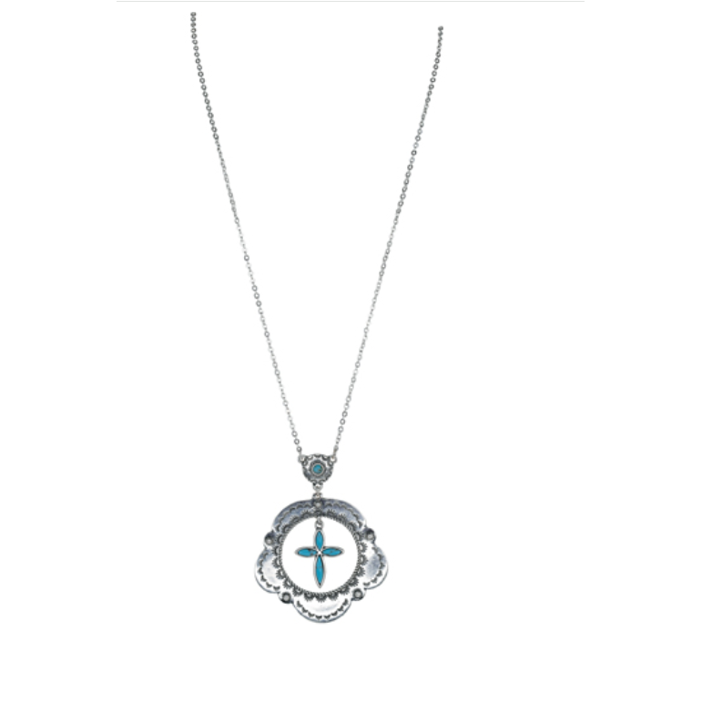 Justin Dangle Concho Hoop with Stone Cross Necklace - Irvine Tack & Western Wear
