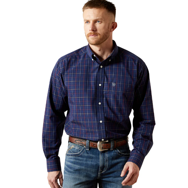 Ariat Men's Wrinkle Free Blaze Classic Fit Shirt- Navy