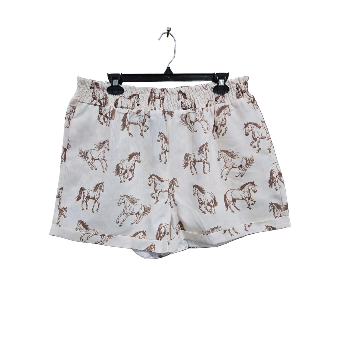 Lucky & Blessed Women's Horse Print High Waist Checkered Print Shorts