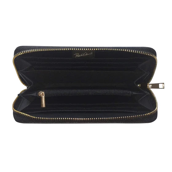 Roy Henry Vickers Raven Zip Around Wallet- Black/White