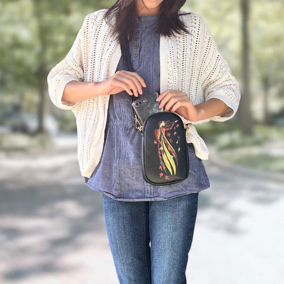 Maxine Noel Leaf Dancer Phone Bag- Black
