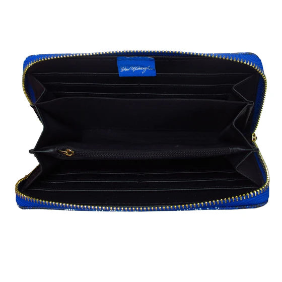 Kim McDonough Celestial Bear Zip Around Wallet- Blue