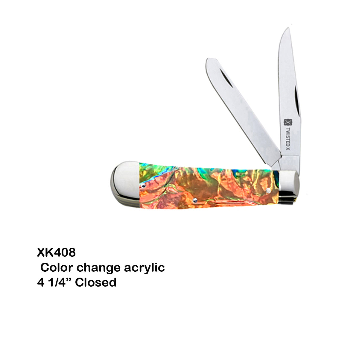 Twisted X Colour-Change Trapper Folding Knife - Morph Green/Orange - Irvine Tack & Western Wear