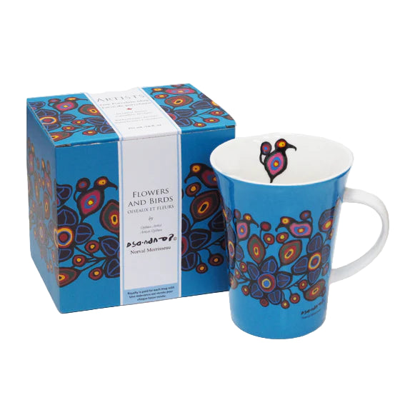 Norval Morrisseau Flowers and Birds Porcelain Decal Mug- 10 oz
