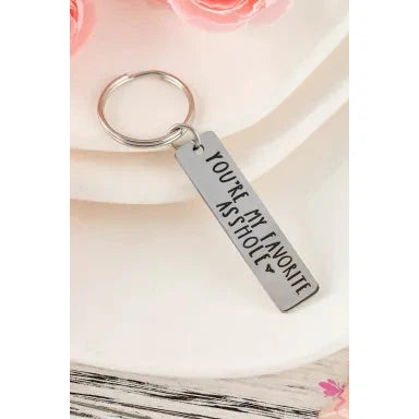 Dear Lover - Silvery 'You're My Favorite Asshole' Slogan Lettering Titanium Steel Keychain