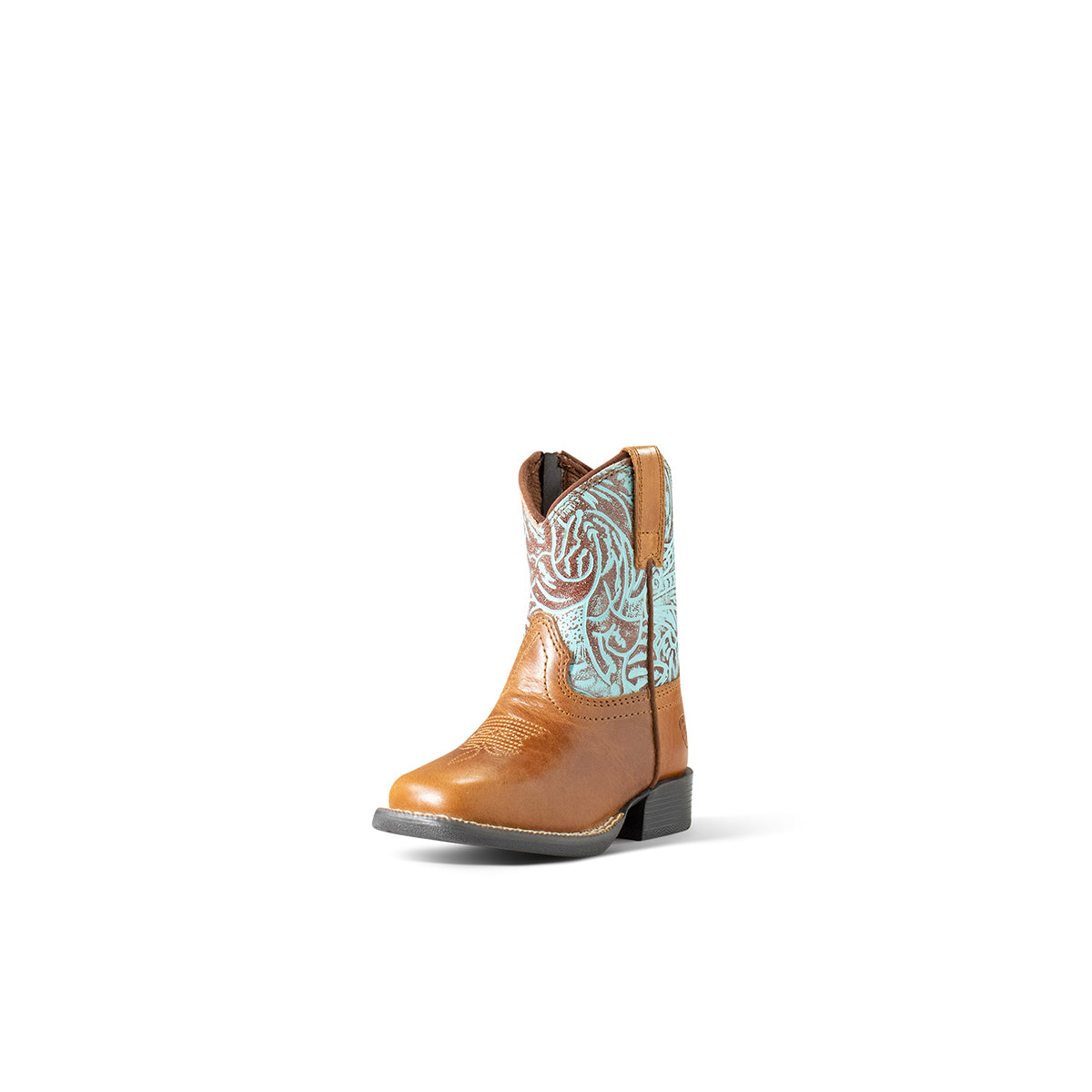 Ariat Toddler's Round Up Style Lil' Stompers Boots - Brown w/Turquoise Design - Irvine Tack & Western Wear
