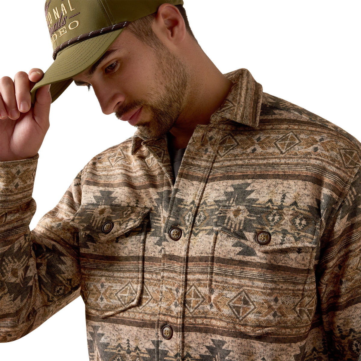 Ariat Men's Caldwell Printed Shirt Jacket - Savannah Tan Southwest