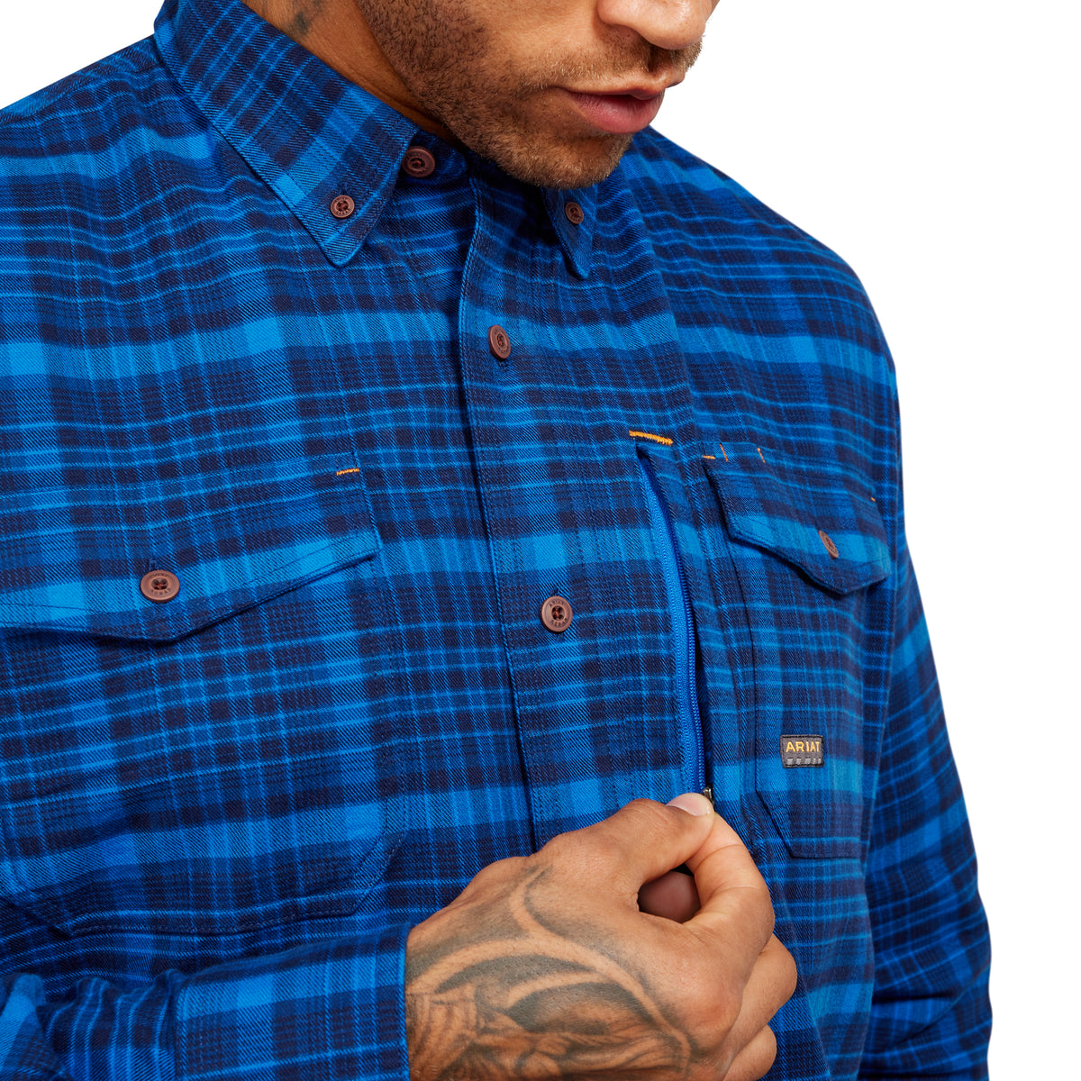 Ariat Men's Rebar Flannel DuraStretch Work Shirt - Nautical Blue