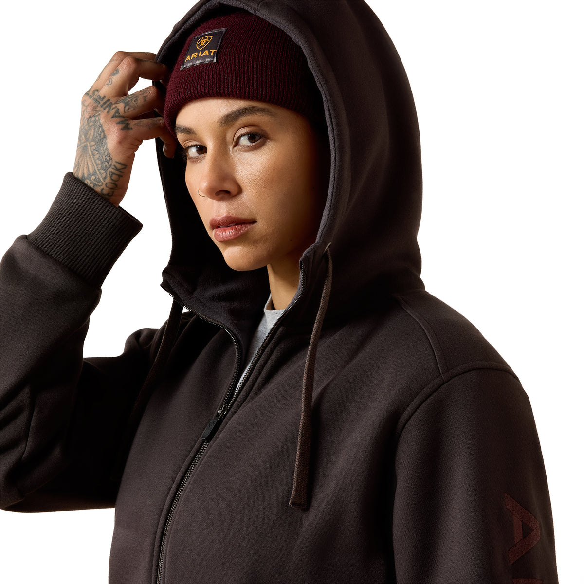 Ariat Women's Rebar All-Weather Full Zip Hoodie - Espresso