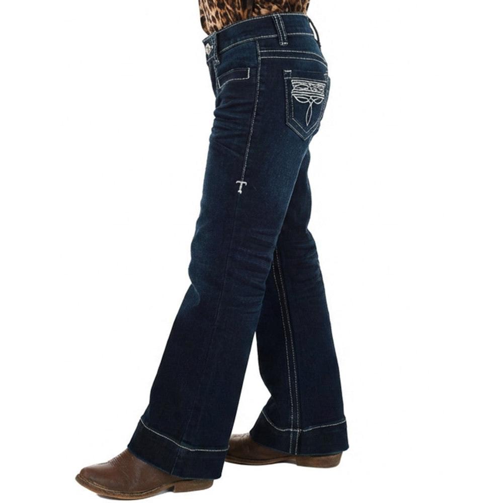 Cowgirl Tuff Girl's Bootstitch Trousers Jeans - Dark Wash