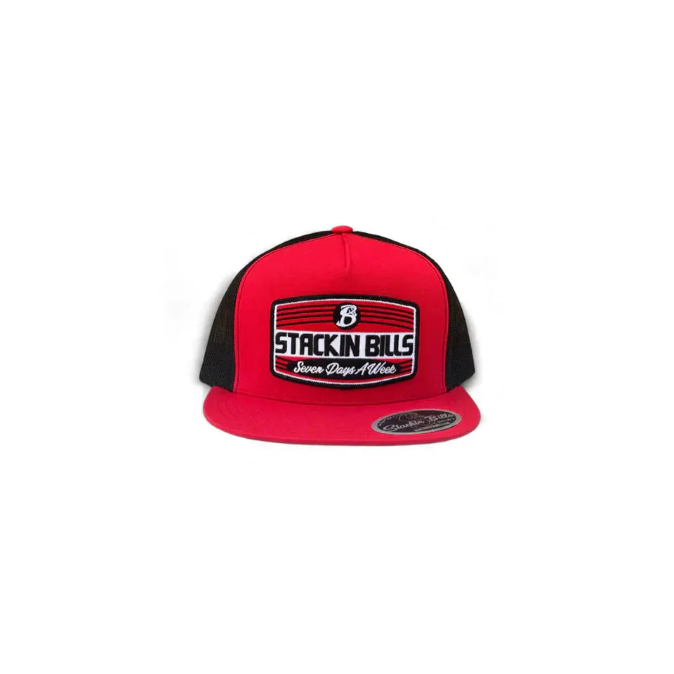 Stackin Bills Willie Flat Billed Cap - Red