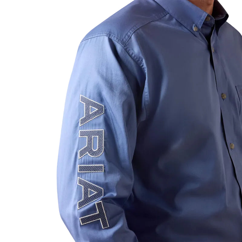 Ariat Men's Team Logo Lightweight Twill Classic Fit Long Sleeve Shirt - Colonial Blue/White