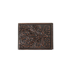 Nocona Men's Scroll Cross Bifold Wallet - Medium Brown - Irvine Tack & Western Wear