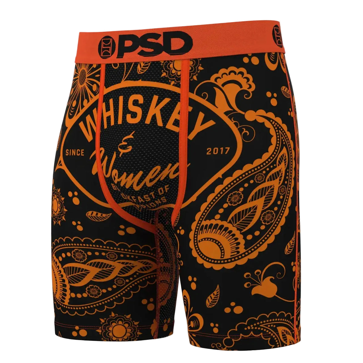 PSD Underwear Whiskey Bent - Whiskey & Women Standard Length Briefs - Orange/Black