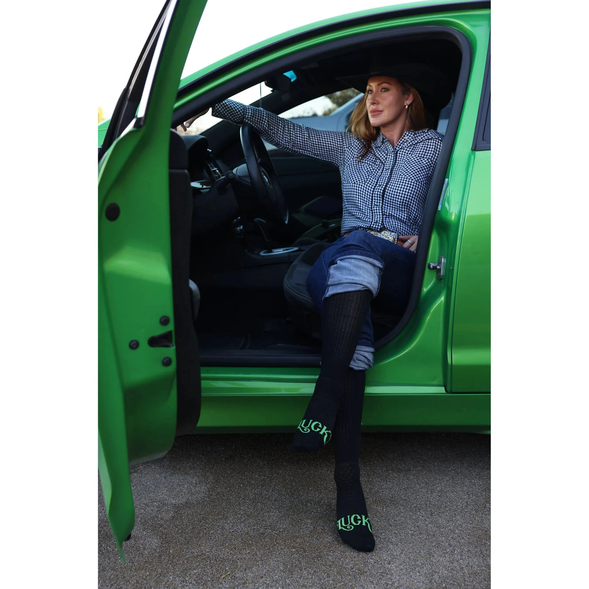 Lucky Chuck The Cowboy Black Performance Boot Socks