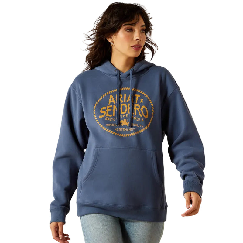 Ariat Men's Long Sleeve Sendero Back in the Saddle Hoodie - Dark Denim
