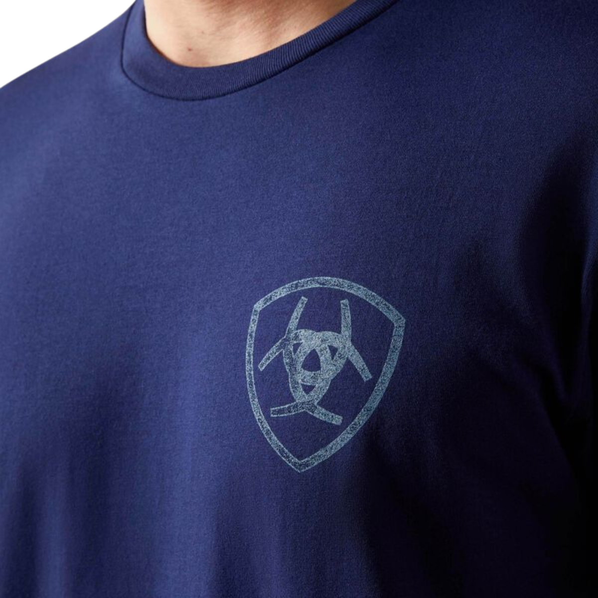 Ariat Men's New Vertical Logo Short Sleeve Tee Shirt - Medieval Blue - Irvine Tack & Western Wear