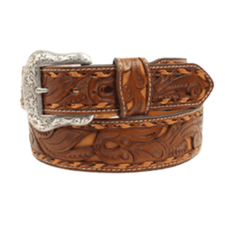 Nocona Men's Pierced Leather Belt - Brown/Tan