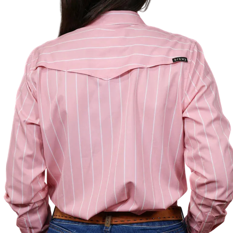 Brand Cowboy Women's The Rodeo Rose Long Sleeve Striped Shirt - Pink/White - Irvine Tack & Western Wear