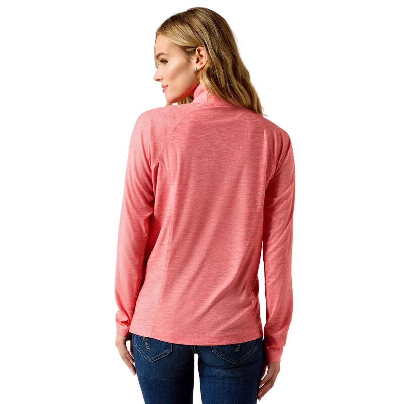 Ariat Women's Laguna 1/4 Zip Long Sleeve Top - Sun Kissed Coral Heather