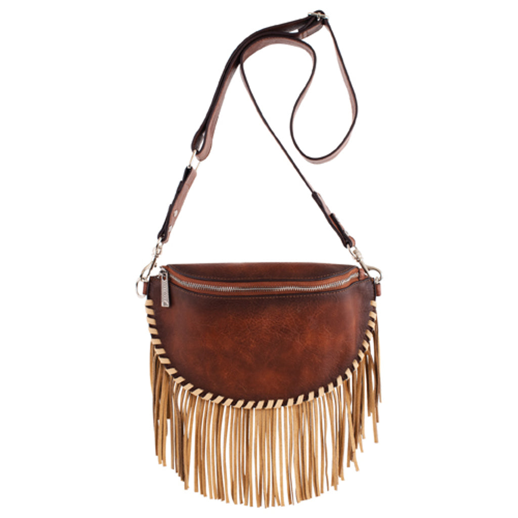 Red Dirt Hat Co Women's Sling Pouch with Whip Stitch & Fringe - Tan