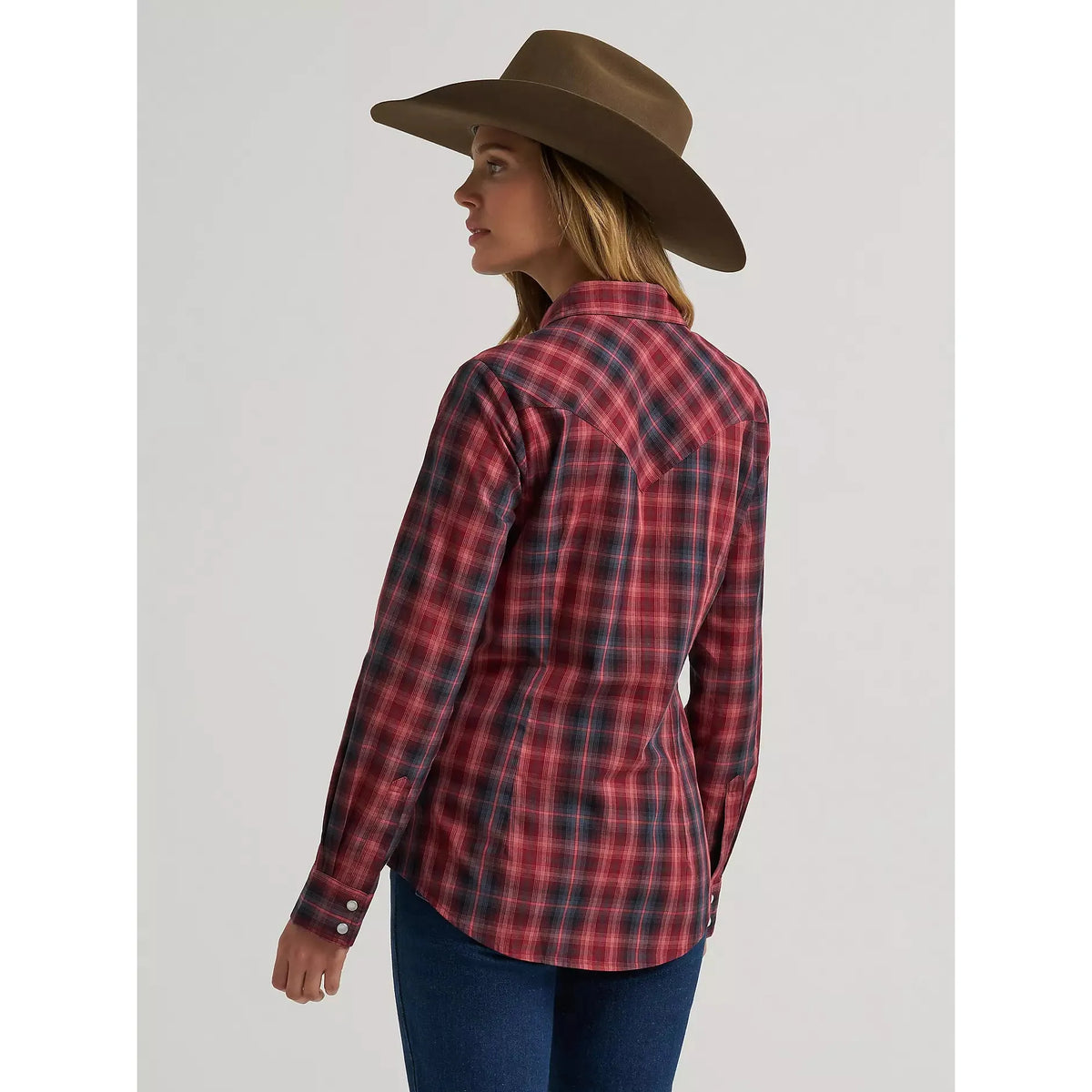 Wrangler Women's Essential Western Long Sleeve Plaid Snap Shirt - Port