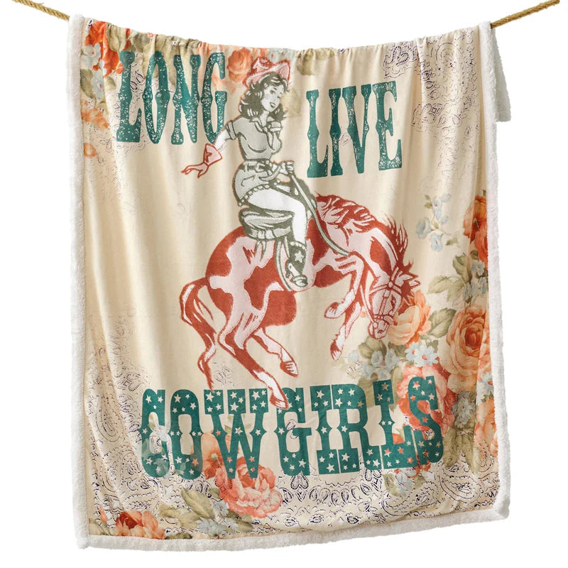 HiEnd Accents Long Live Cowgirls Campfire Sherpa Throw