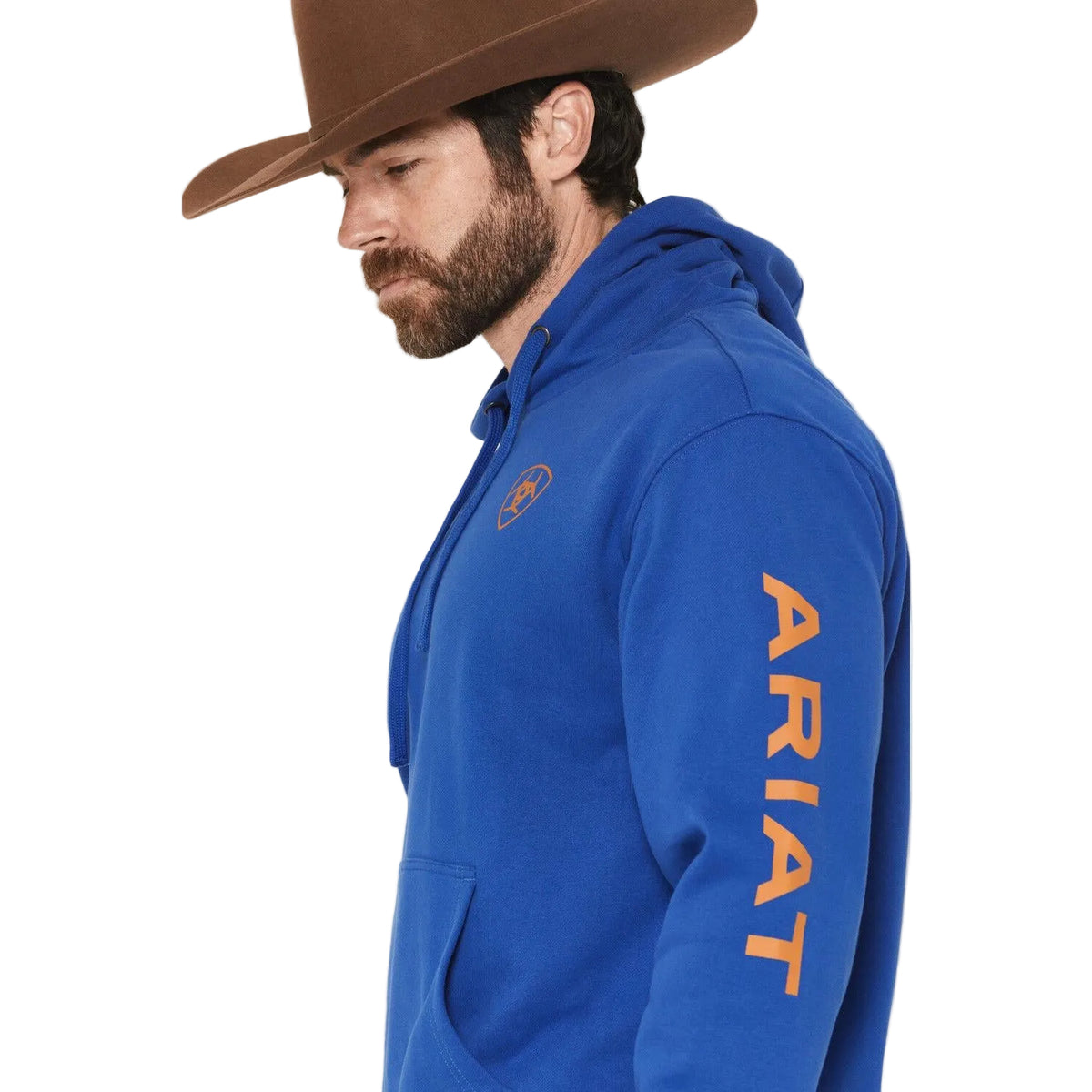 Ariat Men's Logo Long Sleeve Hoodie Hoodie - Surf The Web Blue