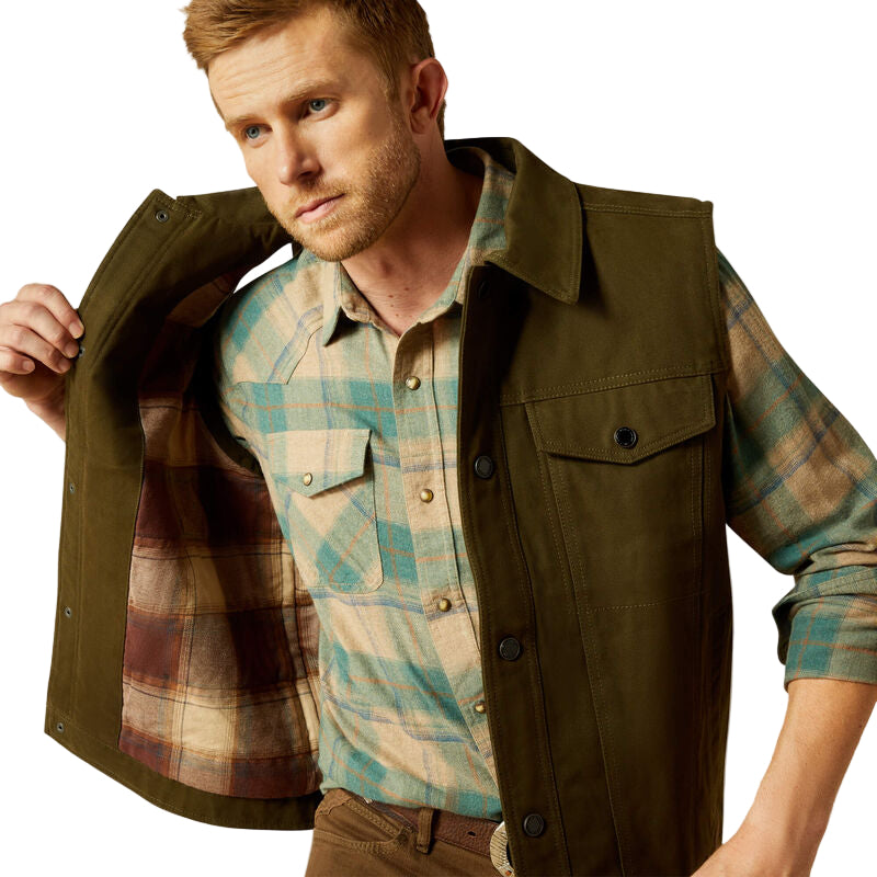 Ariat Men's Canvas Rancher Vest - Desert Sand