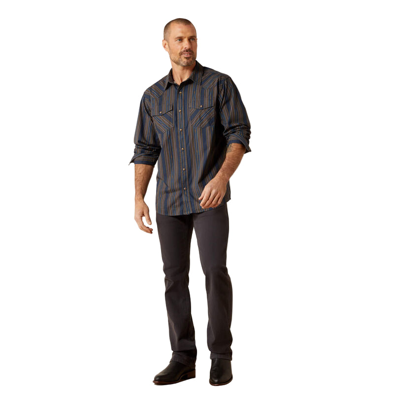 Ariat Men's Horne Retro Fit Long Sleeve Snap Shirt - Navy