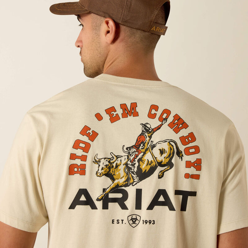 Ariat Men's Ride Em Cowboy Short Sleeve Tee Shirt - Natural