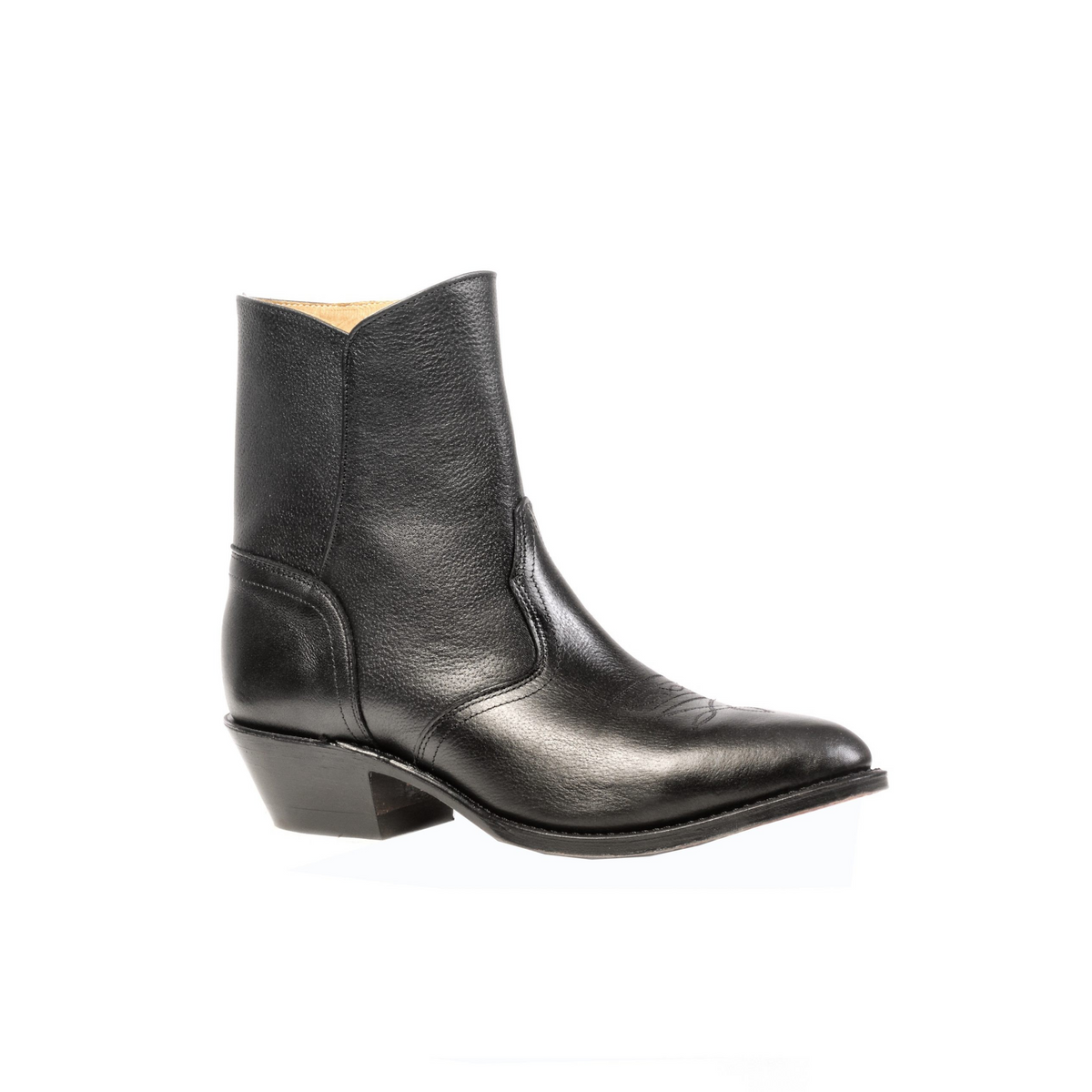 Boulet Men's Western Dress Boot with Side Zipper - Sporty Black Deer Tan