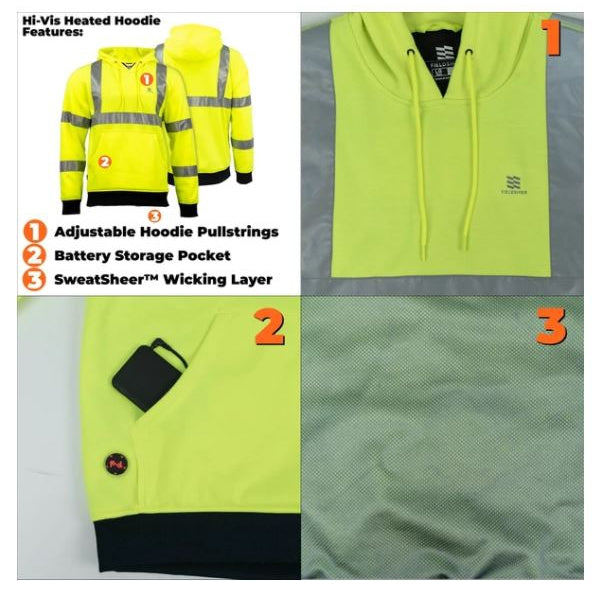 HI-VIZ Pullover Hoodie Men's 7.4V HI-VIZ CSA Canada