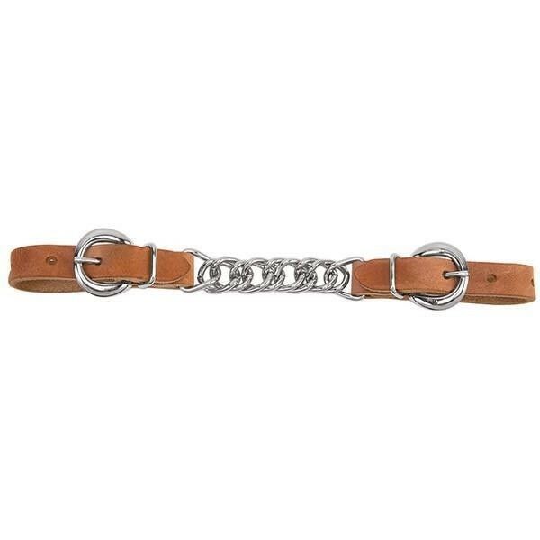 Weaver Leather Harness Leather 3-1/2" Single Flat Link Chain Curb Strap - Russet - Irvine Tack & Western Wear