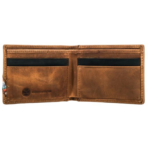 Laser Cut Hands Up Hooey Logo Front Pocket Bifold Wallet w/Sunset Serape Print Inlay