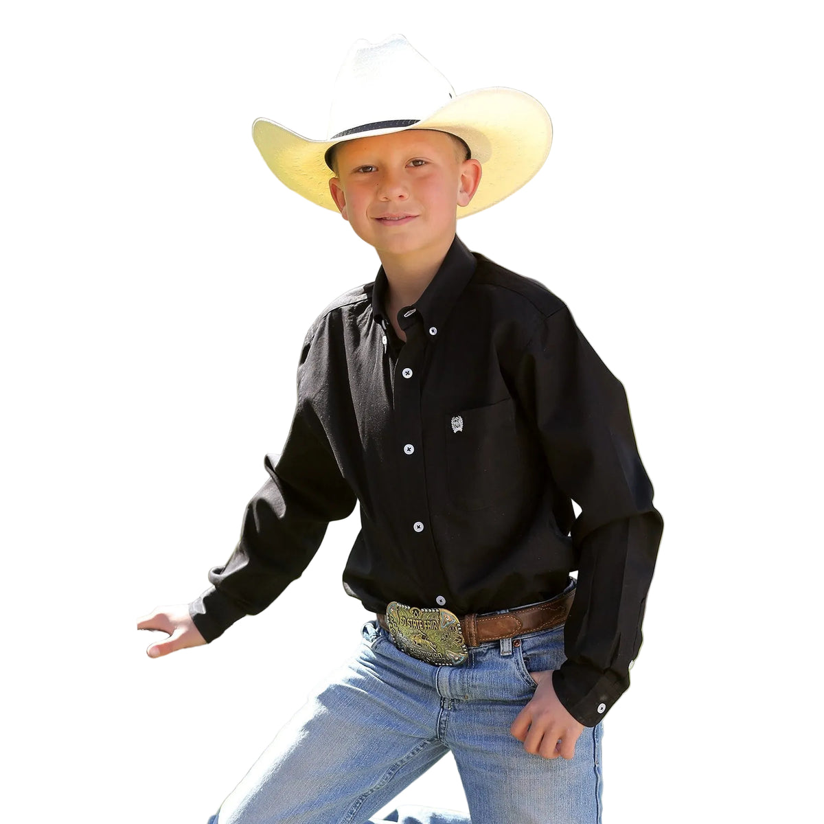 Cinch Boy's Classic Fit Solid Button-Down Long Sleeve Shirt - Black - Irvine Tack & Western Wear