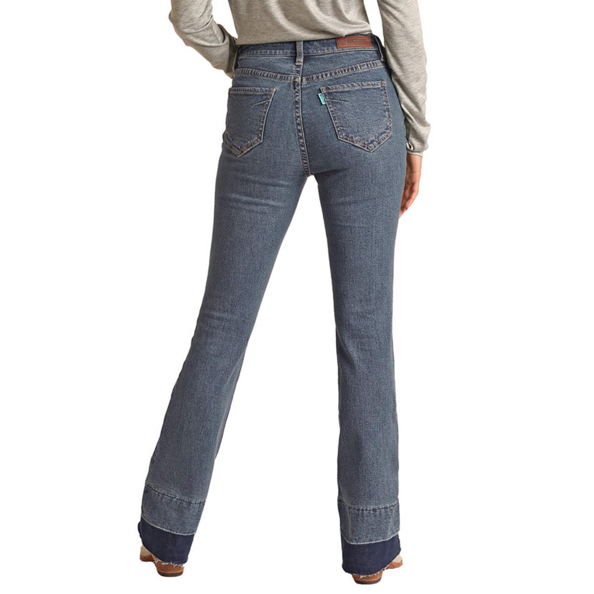 Rock & Roll Women's Hooey High Rise Stretch Baby Flare Jeans - Medium Wash