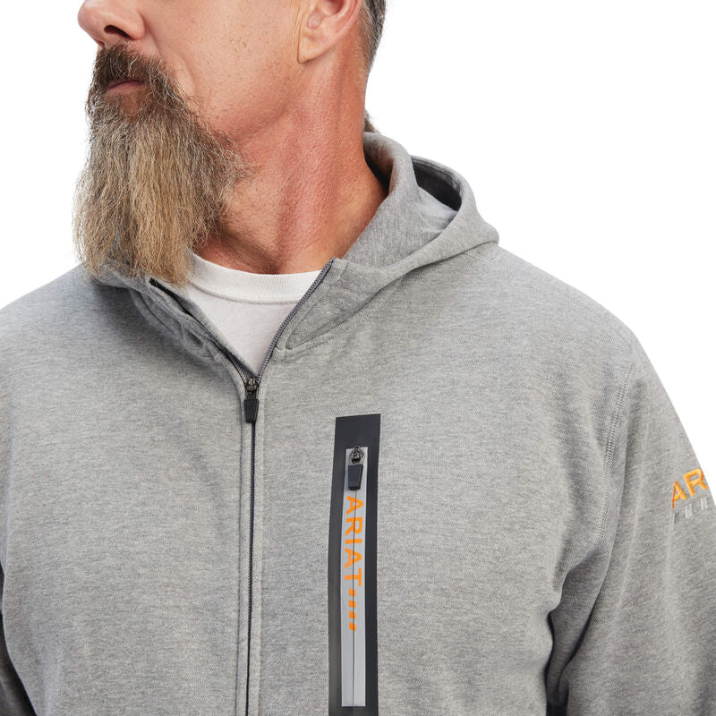 Ariat Mens Rebar Workman Full Zip Hoodie Heather Grey
