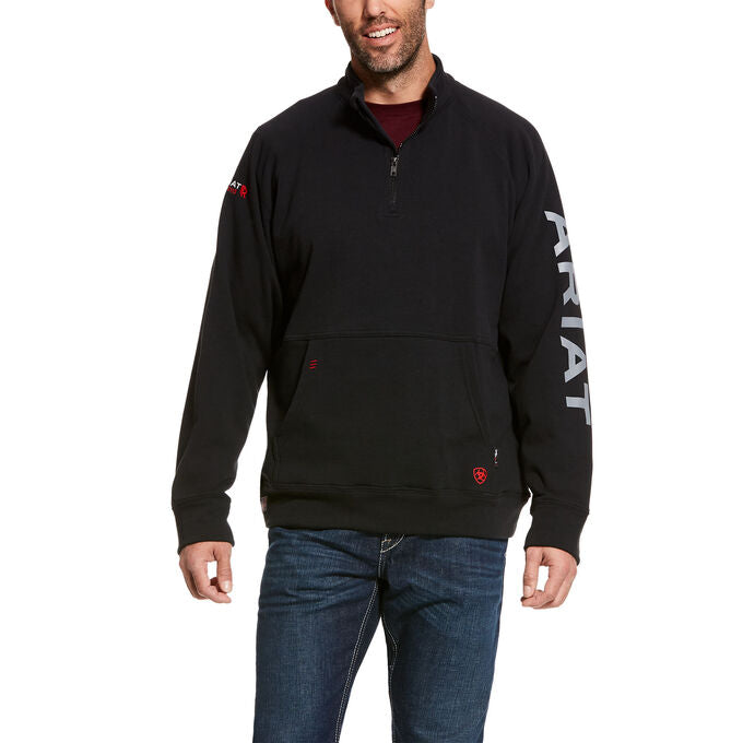 Ariat Men's Primo Fleece Logo 1/4 Zip FR Sweater - Black