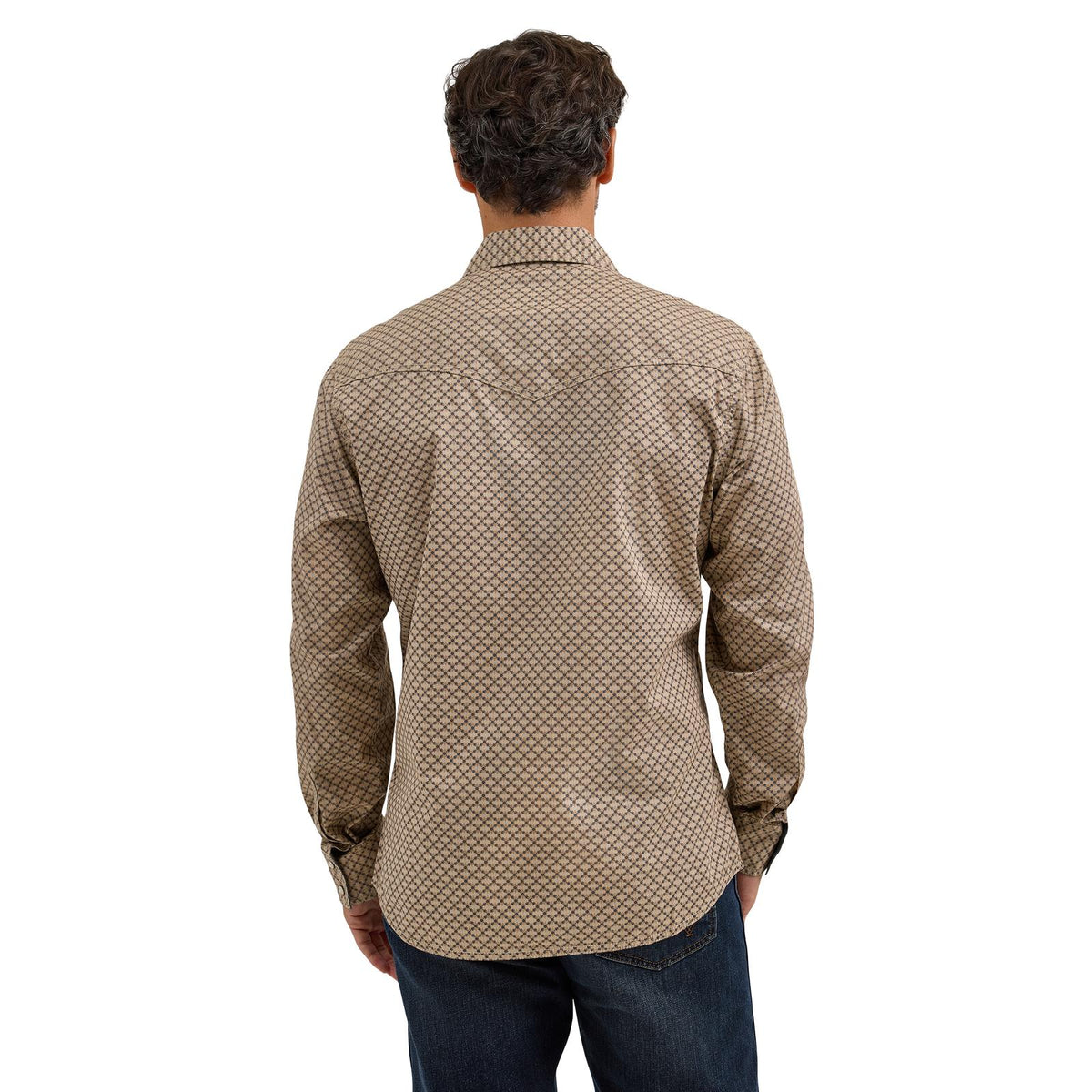Wrangler Men's Wrangler Retro Modern Fit Premium Long Sleeve Shirt - Brown/Teal
