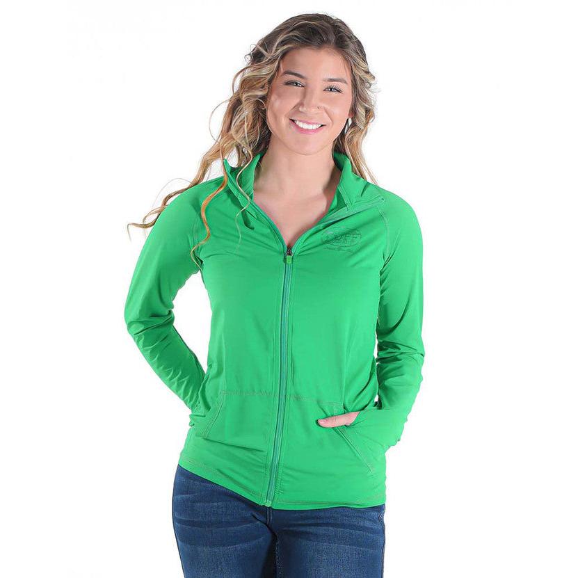 Cowgirl Tuff Breathe Instand Cooling Full Zip-Money Green