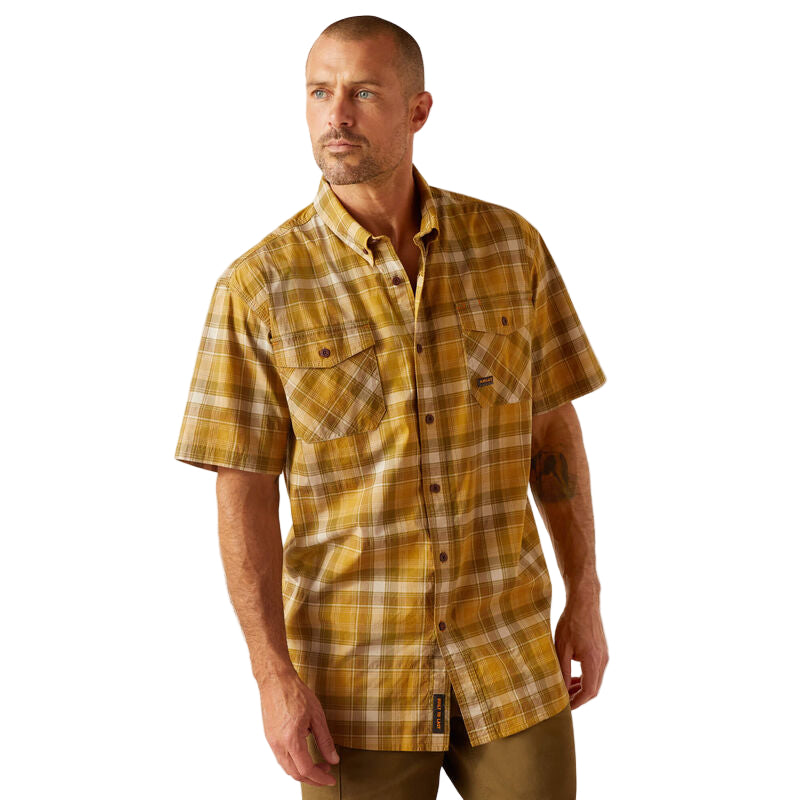 Ariat Men's Rebar Made Tough DuraStretch Work Shirt - Dried Tobacco Plaid - Irvine Tack & Western Wear